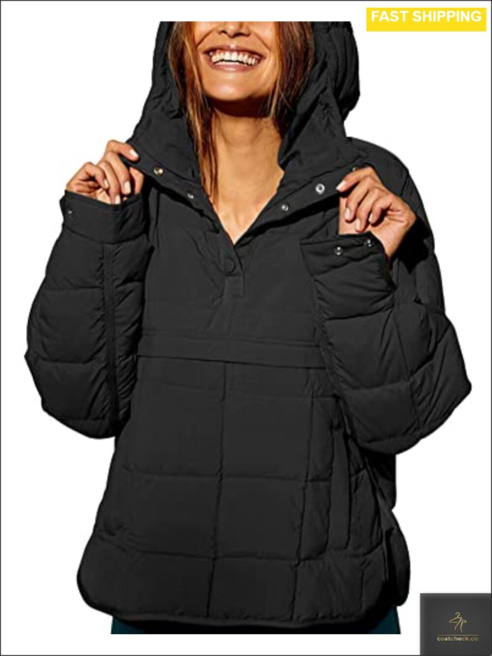 Women's Quilted Pullover Puffer Jacket Packable Hooded Oversize Winter Coat